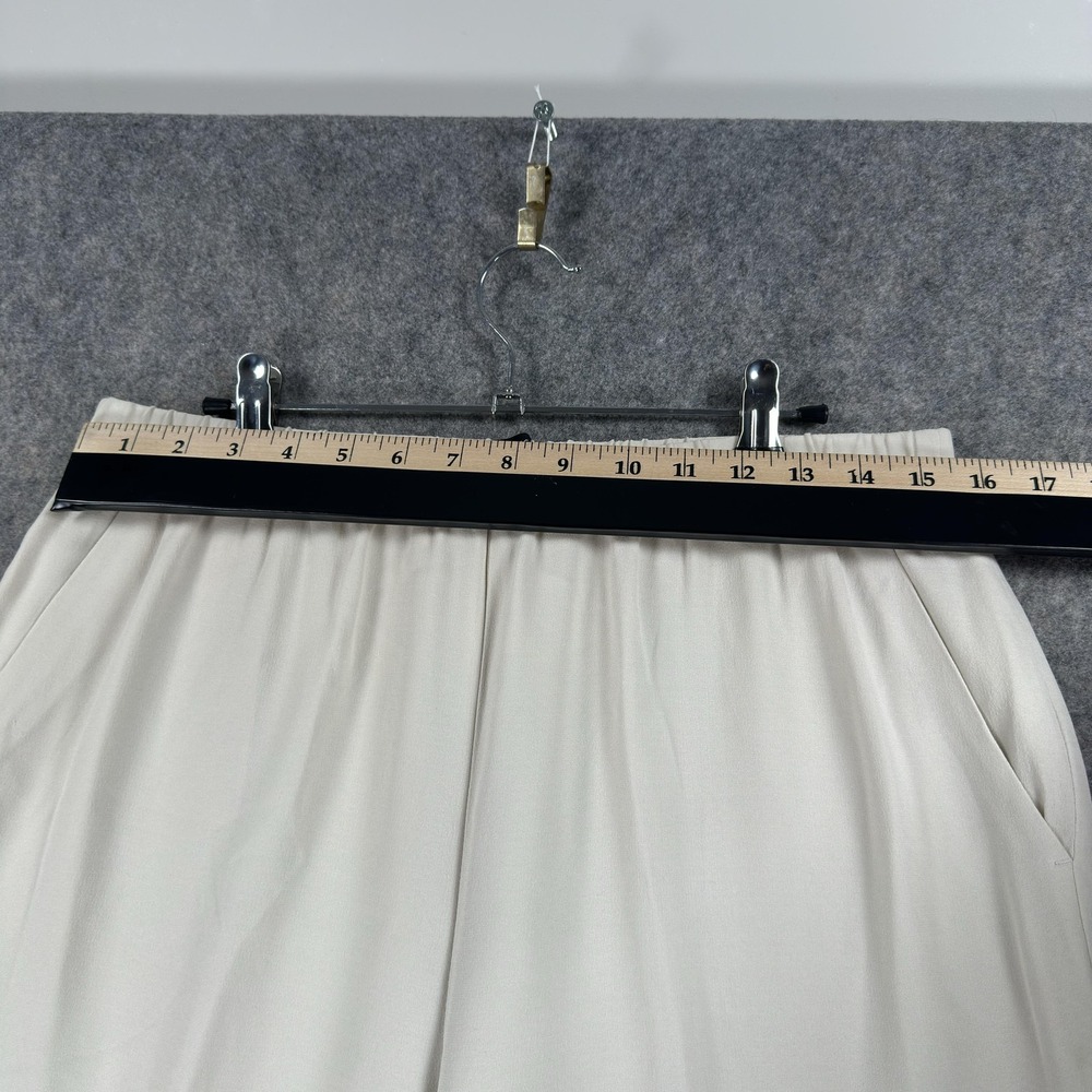 Eileen Fisher Pants Womens Medium White Silk Crepe Wide Leg Pull On Relaxed Fit - Picture 2 of 11